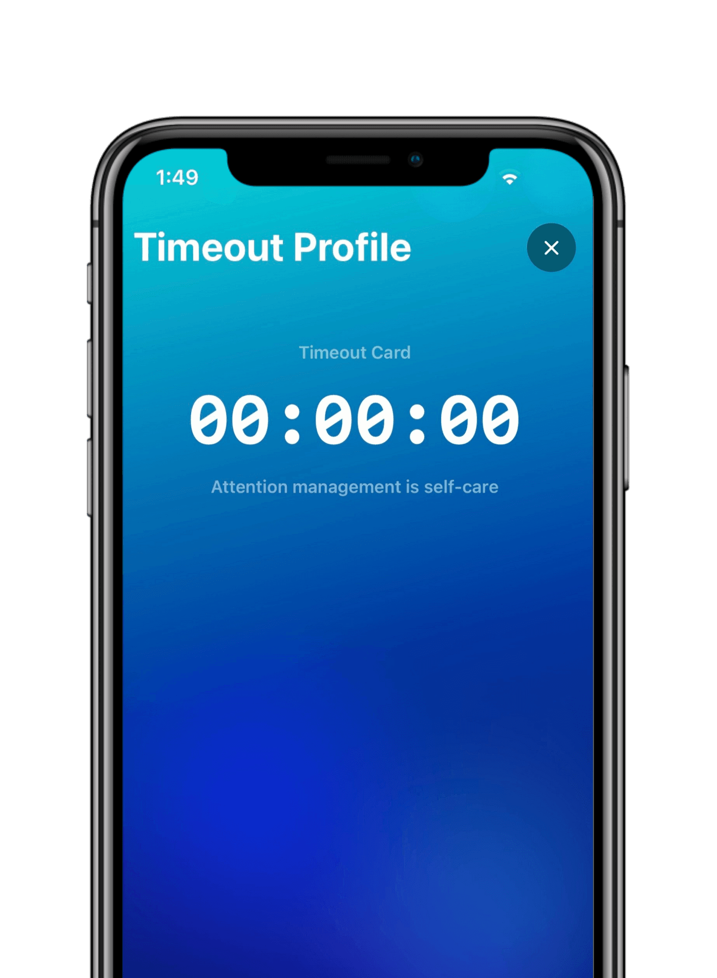 timeout. app ready to start a Timeout Profile session